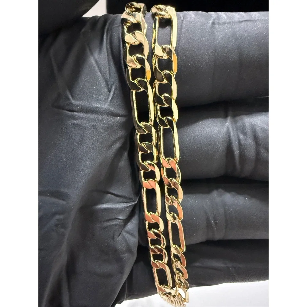 figaro necklace chain 14k gold layered 22inch 5mm lobster clasp